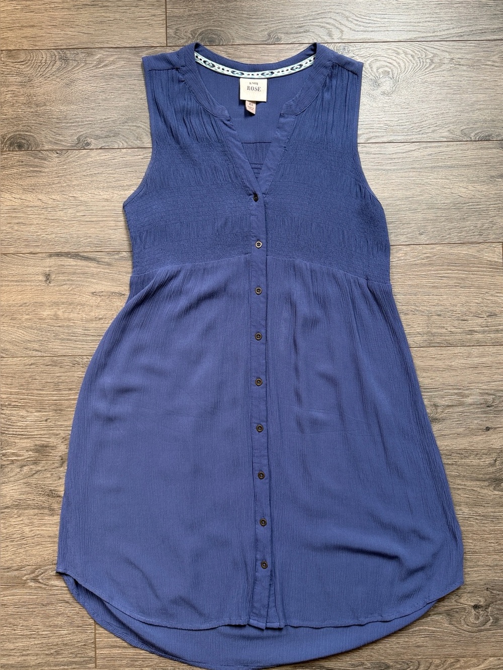 Knox Rose Blue Sleeveless Button Front Midi Dress | XS | Boho - Picture 1 of 4